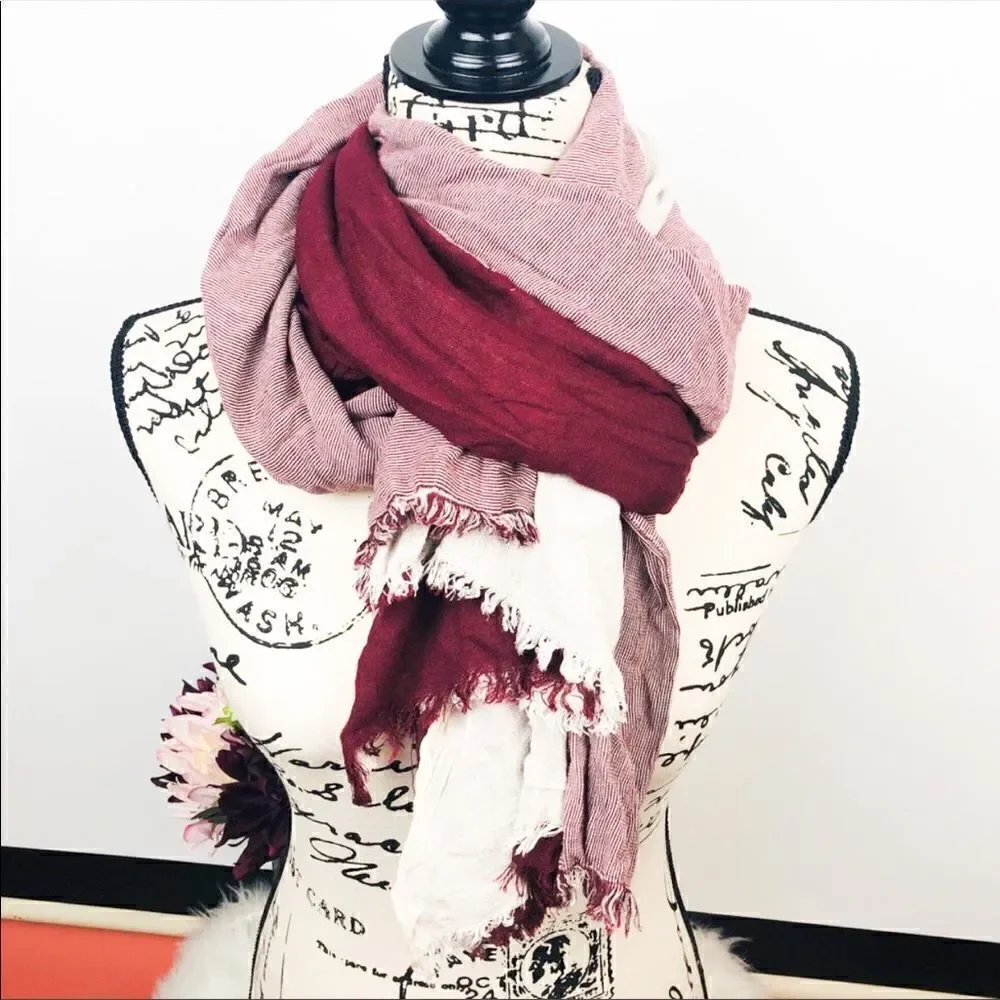 Multicolor color block blanket scarf‎